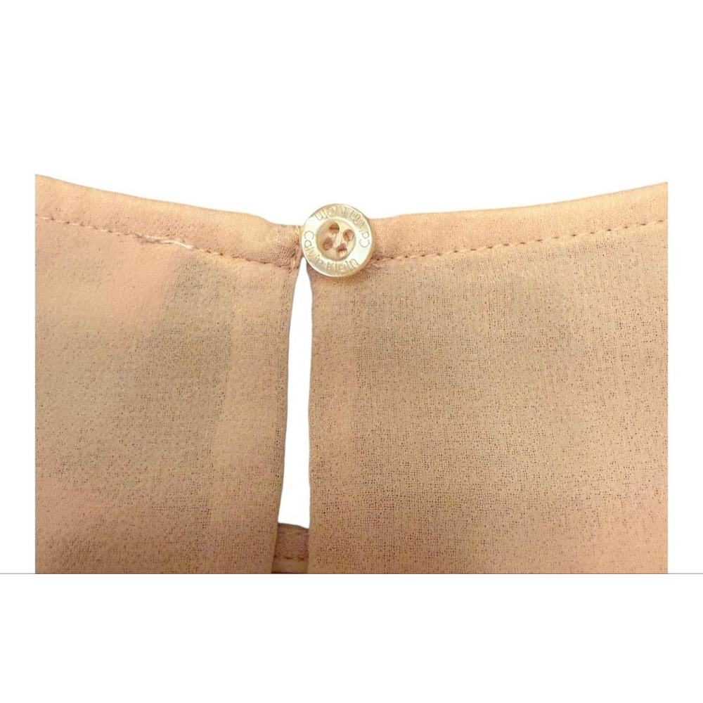 Calvin Klein Women's Pink Pleated Long Sleeve Blouse Top L - Picture 6 of 10